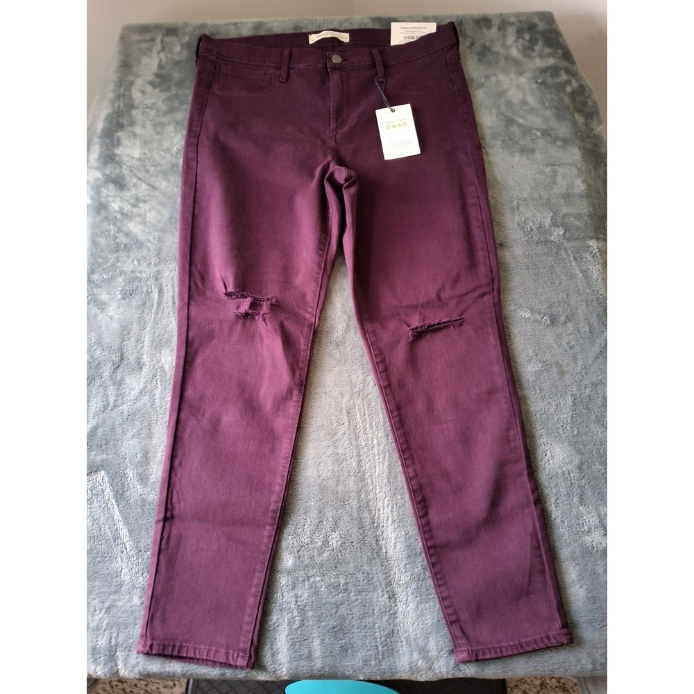 Gap‎ 1969 Easy Leggings Womens 32R Plum Purple Hi-Stretch Distressed Skinny Pant